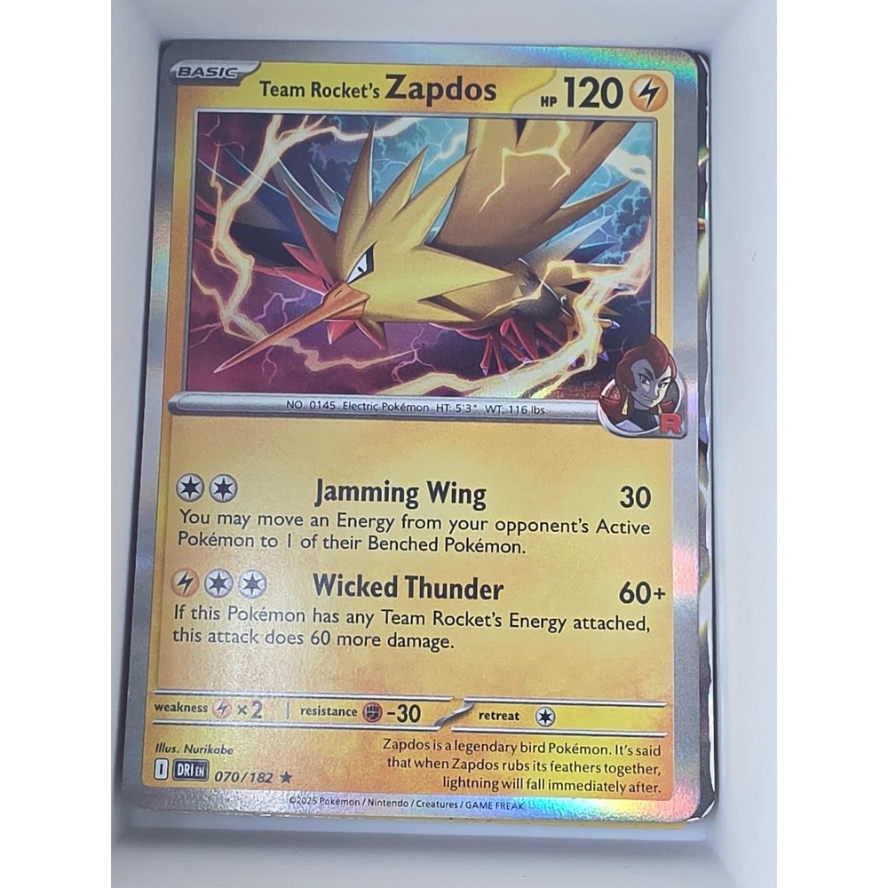 Team Rocket's Zapdos 070/182 Rare Destined Rivals Pokemon Reverse Holo Near Mint